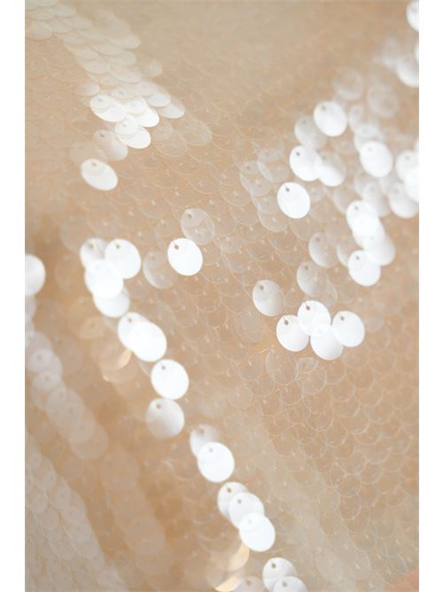 Maglia con paillettes in tulle crema gold Patrizia Pepe | 8C0713 A455B396